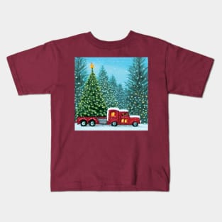 Christmas Truck Pass By Wonderful Christmas Trees Farming Through The Year Kids T-Shirt